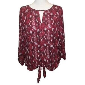 NWOT West Kei Tie Front Top Red, Gray & Black Size XS